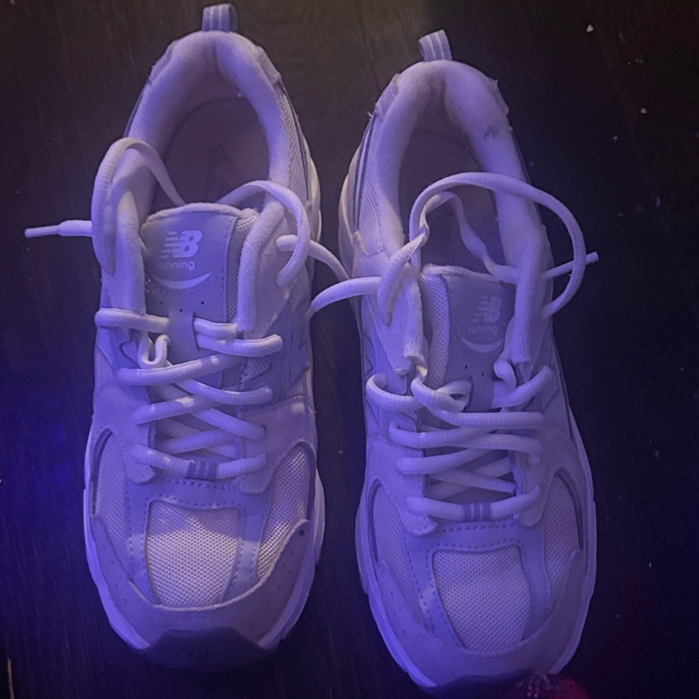 New Balance Kids White and Gray Sneakers